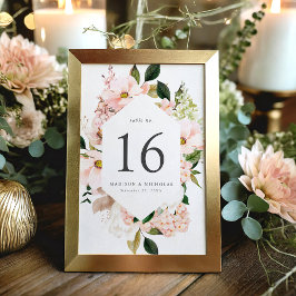 Lente Blush Bloemenframe Bruiloft Kaart