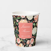 Lente Blush Bloemig op Aangepaste Kleur Bruidsfees Papieren Bekers (Achterkant)