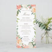 Lente Blush en Perzik Waterverf Bloem Menu (Staand voorkant)