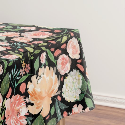 Lente Blush Perzik Waterverf Bloemstuk Aangepaste  Tafelkleed (Voorbeeld)