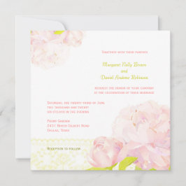 Lente Blush Pioen Bloemen Bruiloft Kaart