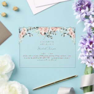 Lente Blush Rozen Elegante Bruiloftsborrel Acryl Uitnodigingen