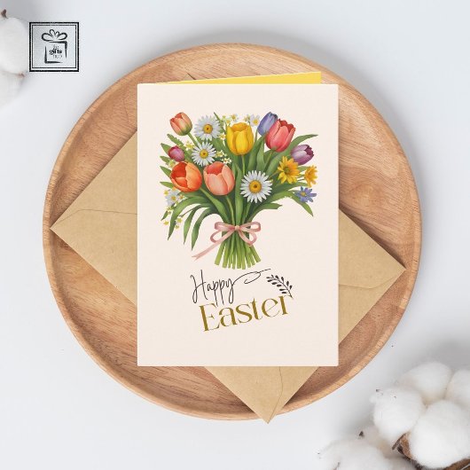 Lente Boeket Daffodil Tulp Daisy Paasvakantie Kaart