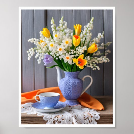 Lente Boeket van Daffodils Tulpen van Lilly Valley Poster (Voorkant)