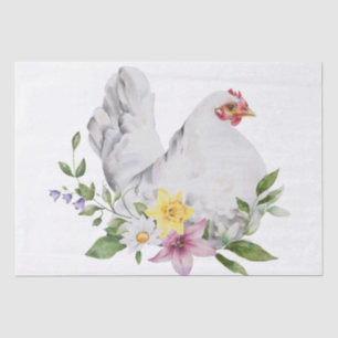 Lente Boerderij Hen Floral Waterverf Tissuepapier