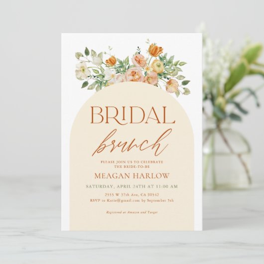 Lente Boho Bloemachtige Bruidsbrunch Kaart (Staand voorkant)