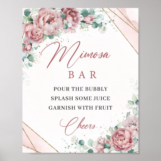 Lente boho blush gouden frame eucalyptus mimosa ba poster (Voorkant)