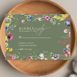 Lente Boho Chic Kleurrijke Wilde Bloem Bruiloft Informatiekaartje