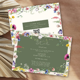 Lente Boho Chic Kleurrijke Wilde Bloem Bruiloft Informatiekaartje