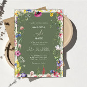 Lente Boho Chic Kleurrijke Wilde Bloem Bruiloft Kaart