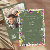 Lente Boho Chic Kleurrijke Wilde Bloem Bruiloft Kaart