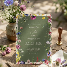 Lente Boho Chic Kleurrijke Wilde Bloem Bruiloft Kaart