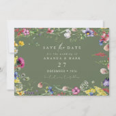 Lente Boho Chic Kleurrijke Wilde Bloem Bruiloft Kaart (Voorkant)
