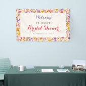 Lente Boho Wilde Bloem Blad Bruiloft Feest Spandoek (Beurs)