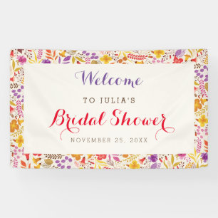 Lente Boho Wilde Bloem Blad Bruiloft Feest Spandoek