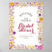 Lente Boho Wilde Bloemen Bruiloft Feestje Poster (Voorkant)