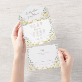  Lente Boho Wildflower Pampas Wedding All In One Uitnodiging