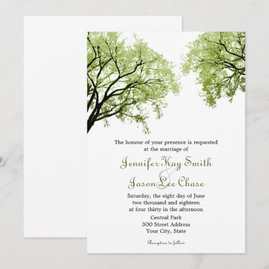 Lente bomen 2- Wedding-uitnodigingen Kaart (Voorkant / Achterkant)