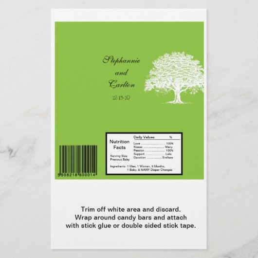 Lente Boom Groen/Wit Bruiloft Grote Bar Wrapper Flyer (Voorkant)