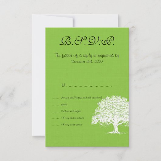 Lente Boom Groen/Wit Bruiloft RSVP Kaart (Voorkant)