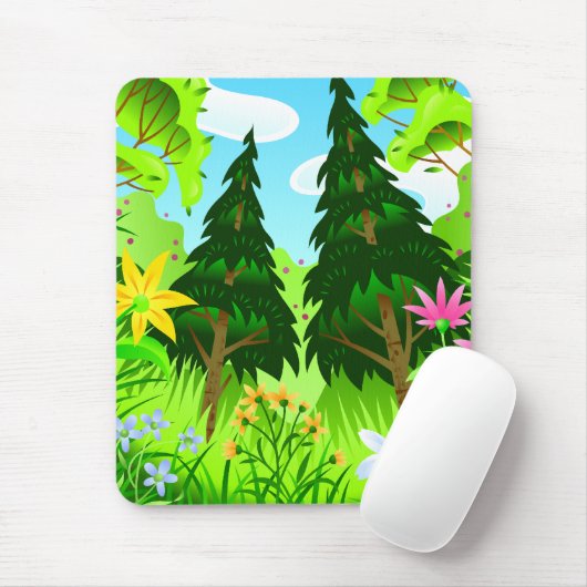 Lente Bos Bomen en Bloemen Scène Muismat (Met muis)