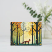 Lente Bos Fox Schilderen Briefkaart (Staand voorkant)
