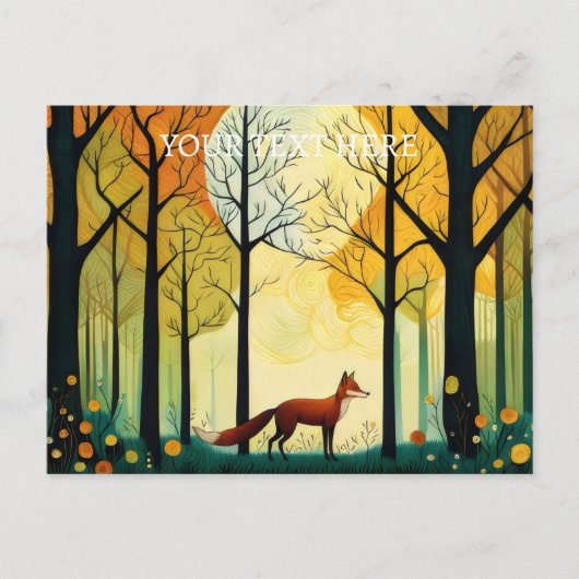 Lente Bos Fox Schilderen Briefkaart (Voorkant)