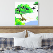 Lente Bos Leven met Vogels en Eekhoorn - Natuur Canvas Afdruk (Insitu (Slaapkamer))