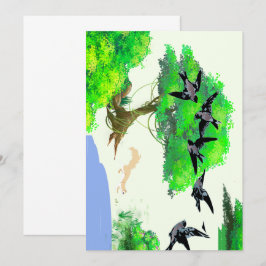 Lente Bos Leven met Vogels en Eekhoorn - Natuur Kaart