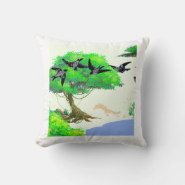 Lente Bos Leven met Vogels en Eekhoorn - Natuur Kussen