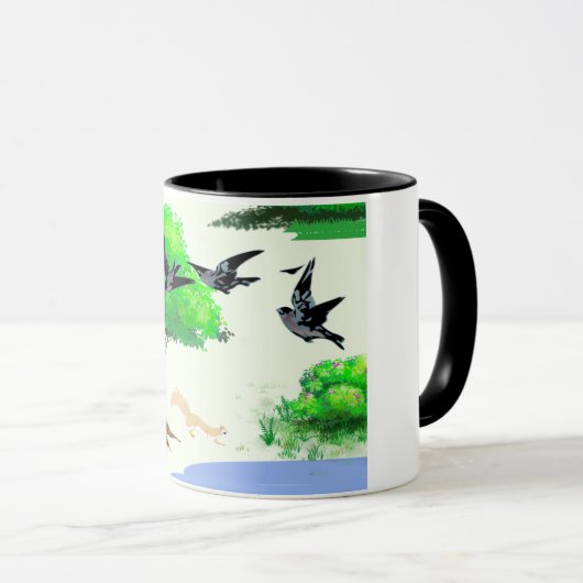 Lente Bos Leven met Vogels en Eekhoorn - Natuur Mok (Voorkant rechts)