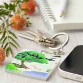 Lente Bos Leven met Vogels en Eekhoorn - Natuur Sleutelhanger (Voorkant Rechts)