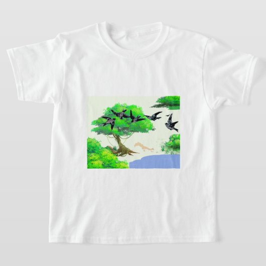 Lente Bos Leven met Vogels en Eekhoorn - Natuur T-shirt (Laagn)