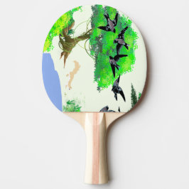 Lente Bos Leven met Vogels en Eekhoorn - Natuur Tafeltennisbatje