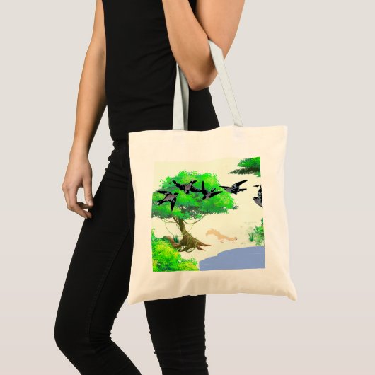 Lente Bos Leven met Vogels en Eekhoorn - Natuur Tote Bag (Voorkant (product))