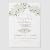 Lente botanisch groen witte bloemen bruiloft vellum uitnodigingen (Voorkant)