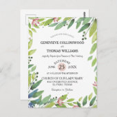  lente botanische dubbelroze bruiloft uitnodigen briefkaart (Voorkant / Achterkant)