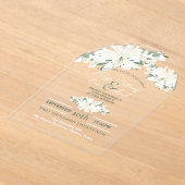 Lente Botanische Groen Witte Bloemen Huwelijk Acryl Uitnodigingen (Laagn)