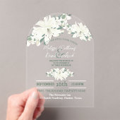 Lente Botanische Groen Witte Bloemen Huwelijk Acryl Uitnodigingen (Insitu (Draagbaar))
