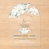 Lente Botanische Groen Witte Bloemen Huwelijk Acryl Uitnodigingen (Voorkant)