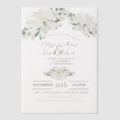 Lente Botanische Groen Witte Bloemen Huwelijk Vellum Uitnodigingen (Voorkant)