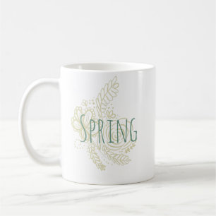 Lente botanische handgetekende bloemen koffiemok