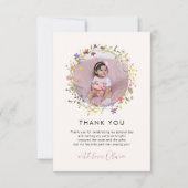 Lente Botanische Wilde Bloem 1e Verjaardagsfeestje Bedankkaart (Voorkant)