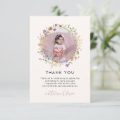 Lente Botanische Wilde Bloem 1e Verjaardagsfeestje Bedankkaart (Staand voorkant)