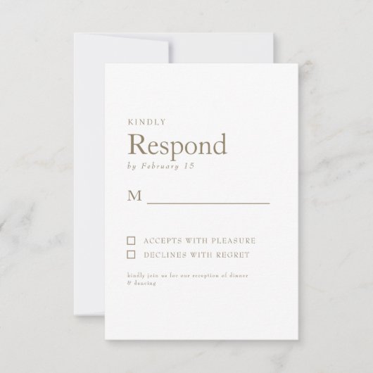Lente Botanische Wit Gouden Tekst Bruiloft RSVP (Voorkant)