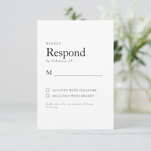 Lente Botanische Witte Bruiloft RSVP (Staand voorkant)