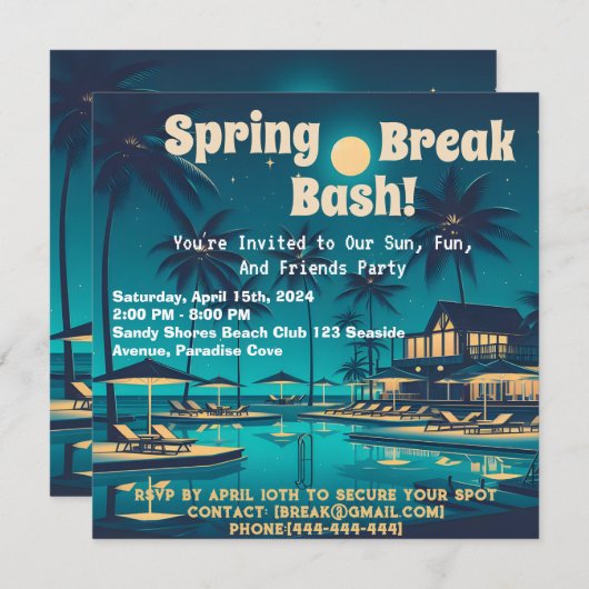 Lente Break Party Kaart (Voorkant / Achterkant)