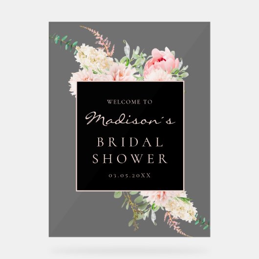 Lente bruidsshower met botanische elementen acryl bord (Voorkant)