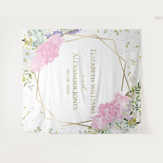 Lente Bruiloft Achtergrond Pastel Kleur Wildflower Wandkleed (Voorkant (horizontaal))