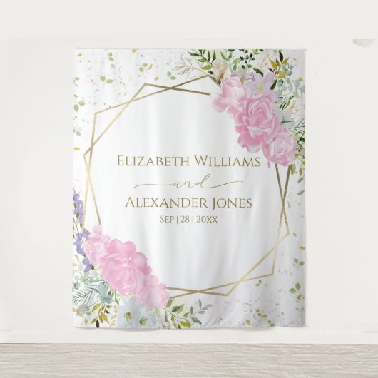 Lente Bruiloft Achtergrond Pastel Kleur Wildflower Wandkleed (Voorkant)